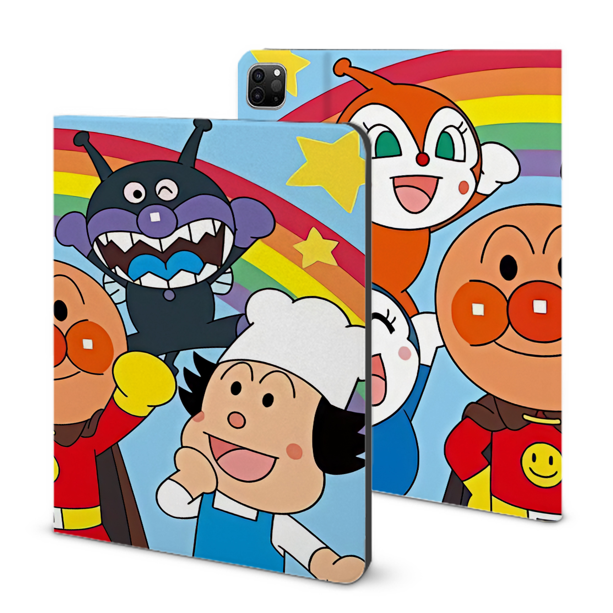 （画像用） アンパンマン Anpanman IPad ケース ブック型 PUレザー TPU 耐衝撃 軽量 薄型 ペン収納なし 全面保護 IPad 各モデル対応